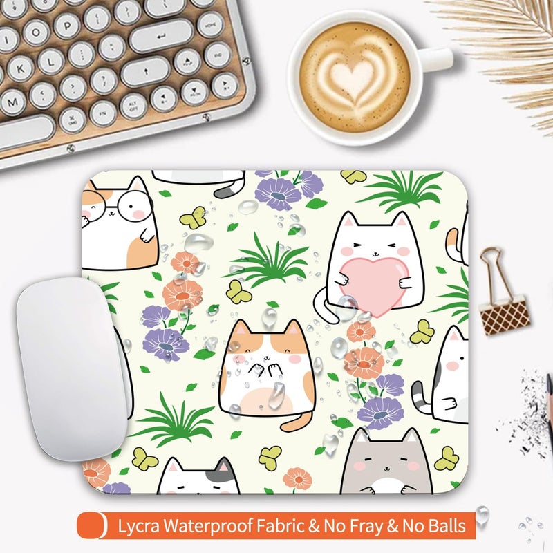 Armanza Square Mouse Pad Cute Cat, Personalized Premium-Textured Custom Mouse Mat Design, Washable Mousepad Cloth, Non-Slip Rubber Base Computer Mouse Pads for Wireless Mouse - Image 3